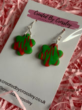 Load image into Gallery viewer, Red Green Flower Clay Earrings
