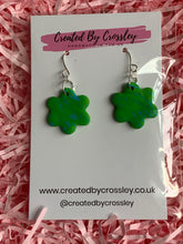 Load image into Gallery viewer, Green Blue Flower Clay Earrings
