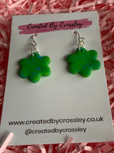 Load image into Gallery viewer, Green Blue Flower Clay Earrings
