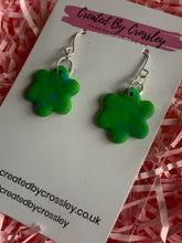 Load image into Gallery viewer, Green Blue Flower Clay Earrings
