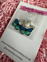 Load image into Gallery viewer, Blue Butterfly Clip On Earrings
