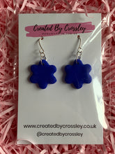 Load image into Gallery viewer, Blue Flower Clay Earrings
