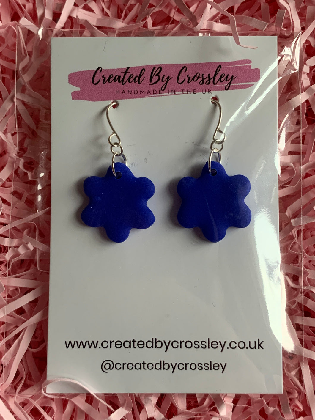 Blue Flower Clay Earrings