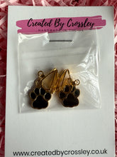 Load image into Gallery viewer, Black Paw Print Clip On Earrings
