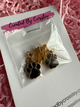 Load image into Gallery viewer, Black Paw Print Clip On Earrings
