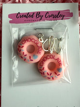 Load image into Gallery viewer, Pink Doughnut Clip On Earrings
