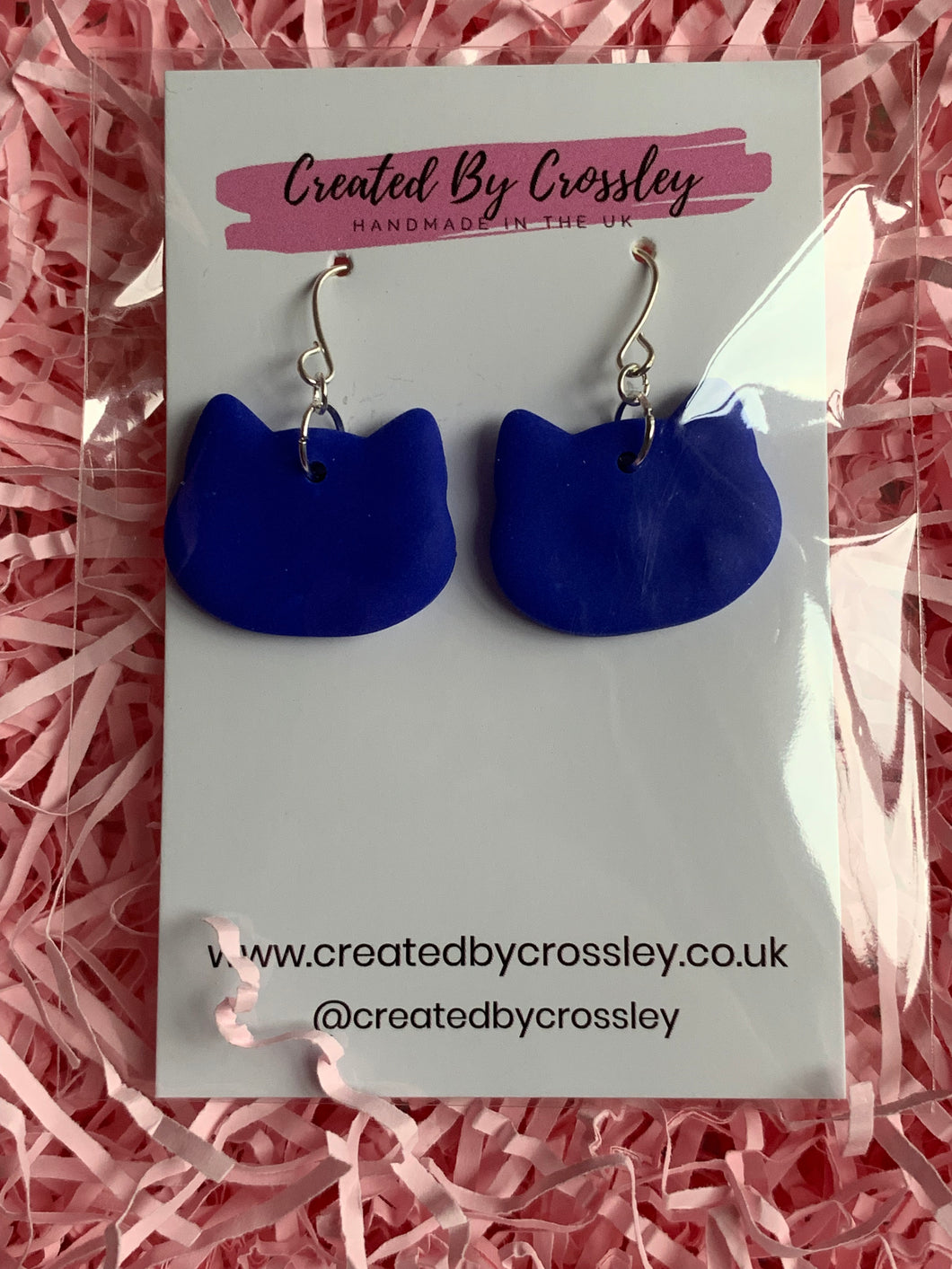 Blue Cat Clay Earrings