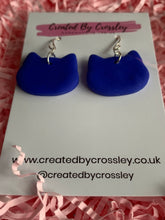 Load image into Gallery viewer, Blue Cat Clay Earrings
