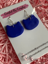 Load image into Gallery viewer, Blue Cat Clay Earrings
