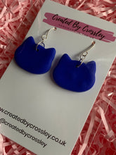 Load image into Gallery viewer, Blue Cat Clay Earrings
