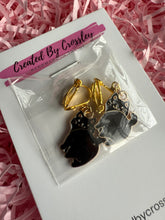 Load image into Gallery viewer, Black Cat Clip On Earrings
