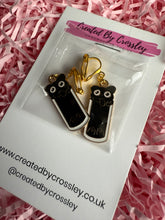 Load image into Gallery viewer, Black Cat Clip On Earrings
