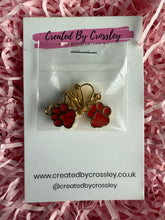 Load image into Gallery viewer, Red Paw Print Clip On Earrings
