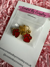 Load image into Gallery viewer, Red Paw Print Clip On Earrings
