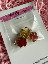 Load image into Gallery viewer, Red Paw Print Clip On Earrings
