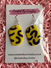 Load image into Gallery viewer, Yellow Purple Clay Earrings
