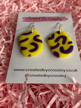 Load image into Gallery viewer, Yellow Purple Clay Earrings
