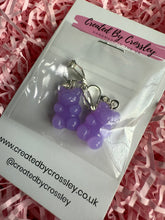 Load image into Gallery viewer, Purple Gummy Bear Clip On Earrings
