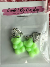 Load image into Gallery viewer, Light Green Gummy Bear Clip On Earrings
