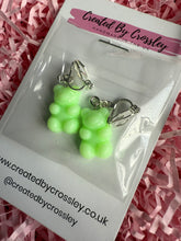 Load image into Gallery viewer, Light Green Gummy Bear Clip On Earrings
