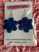 Load image into Gallery viewer, Purple Blue Flower Clay Earrings
