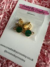 Load image into Gallery viewer, Green Planet Clip On Earrings
