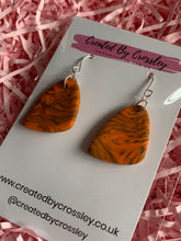 Load image into Gallery viewer, Orange Blue Clay Earrings
