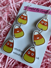 Load image into Gallery viewer, Trio Candy Corn Charm Earrings
