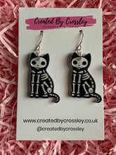 Load image into Gallery viewer, Skeleton Cat Charm Earrings
