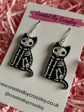 Load image into Gallery viewer, Skeleton Cat Charm Earrings
