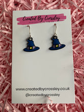 Load image into Gallery viewer, Blue Witch Hat Charm Earrings
