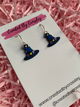 Load image into Gallery viewer, Blue Witch Hat Charm Earrings
