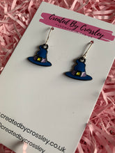 Load image into Gallery viewer, Blue Witch Hat Charm Earrings
