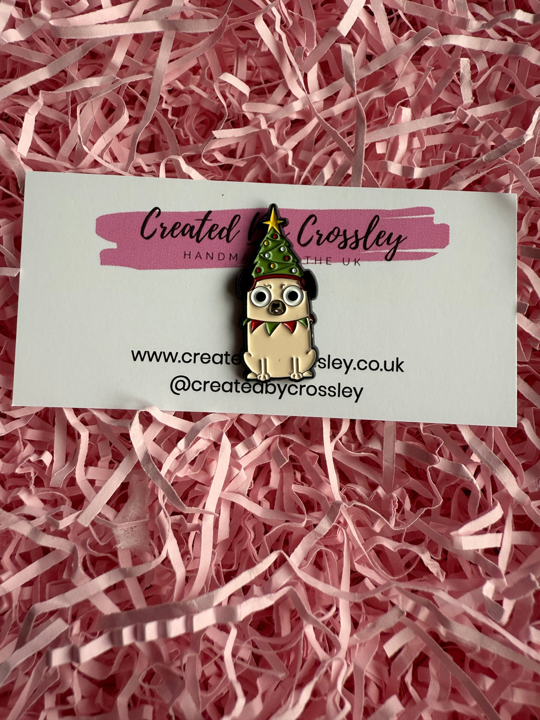 Christmas Pug Dog Pin Badge