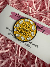 Load image into Gallery viewer, “Live laugh haunt” Ghost Pin Badge
