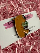 Load image into Gallery viewer, Large Plant Capybara Pin Badge
