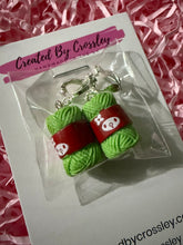 Load image into Gallery viewer, Green Yarn Wool Clip On Earrings
