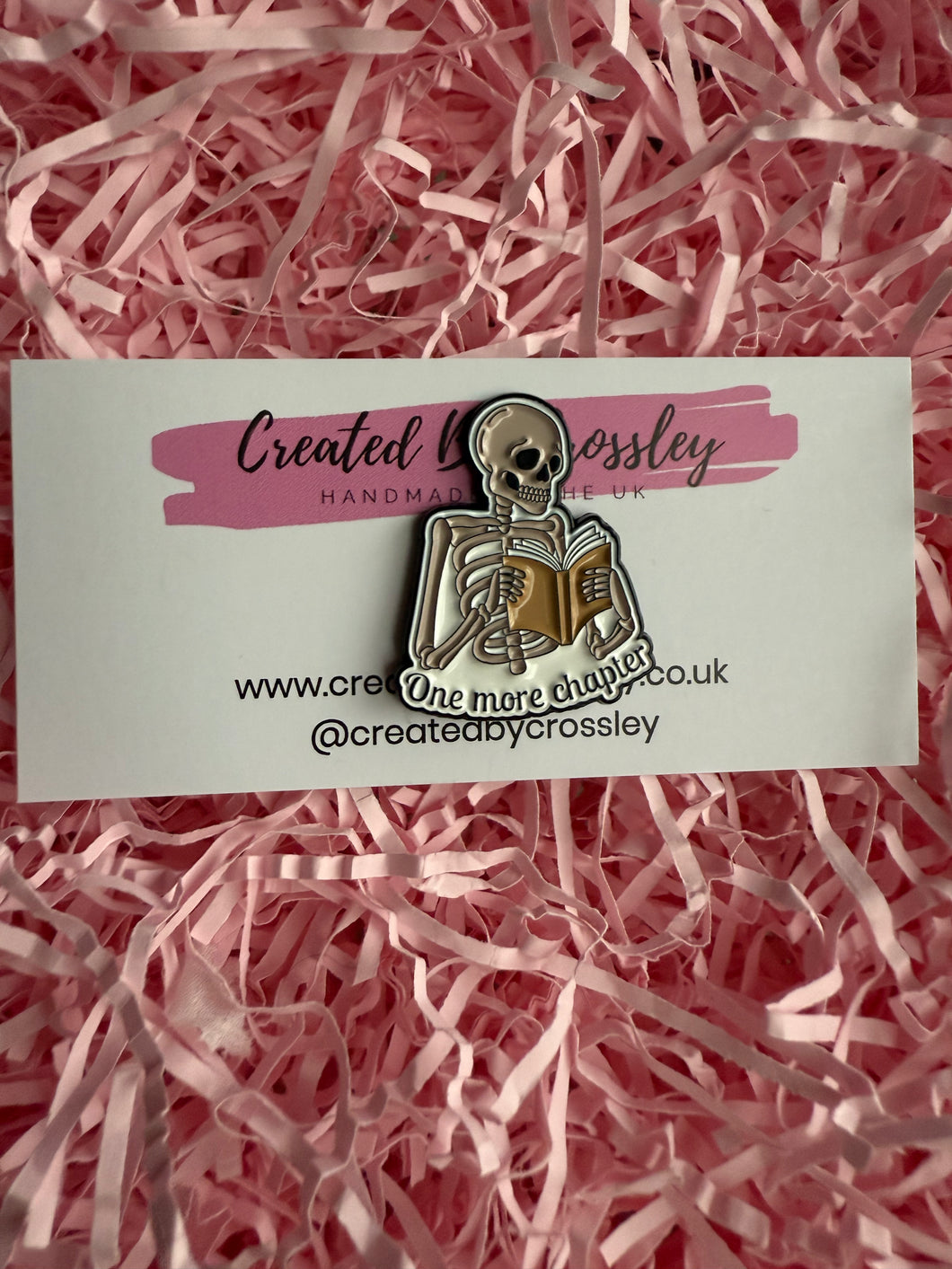 “One more chapter” Reading Skeleton Pin Badge