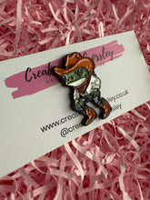 Load image into Gallery viewer, Cowboy Frog Pin Badge
