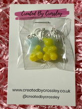 Load image into Gallery viewer, Yellow Blue Gummy Bear Clip On Earrings

