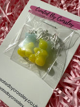 Load image into Gallery viewer, Yellow Blue Gummy Bear Clip On Earrings
