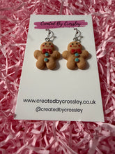 Load image into Gallery viewer, Chunky Gingerbread Man Charm Earrings
