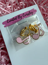 Load image into Gallery viewer, Pink Music Note Clip On Earrings
