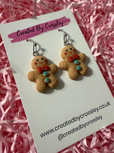 Load image into Gallery viewer, Chunky Gingerbread Man Charm Earrings
