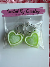 Load image into Gallery viewer, Green Heart Clip On Earrings
