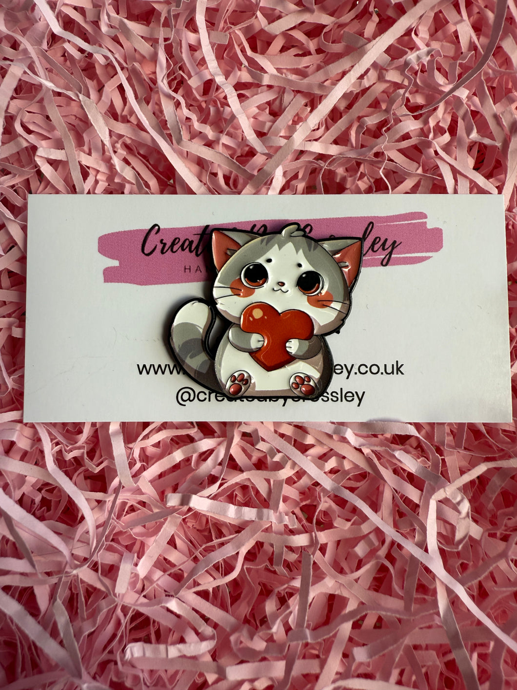 Heart Cat Pin Badge