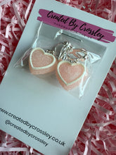 Load image into Gallery viewer, Pink Heart Clip On Earrings

