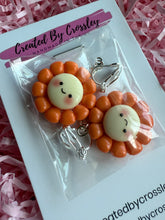 Load image into Gallery viewer, Orange Happy Flower Clip On Earrings
