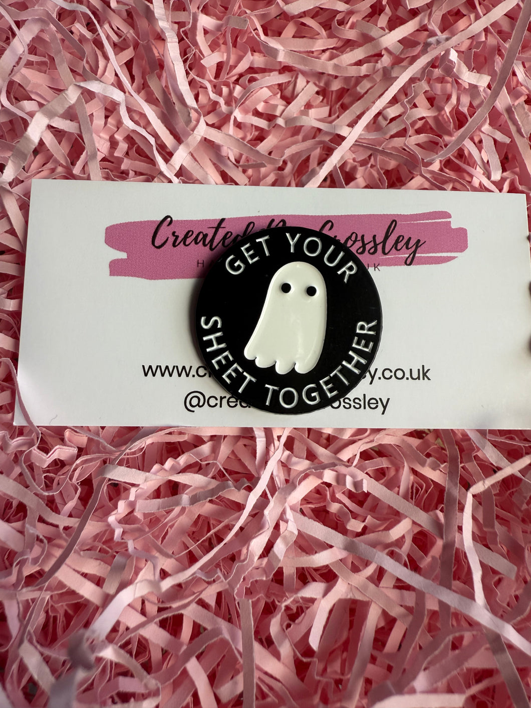 “Get your sheet together” Ghost Pin Badge