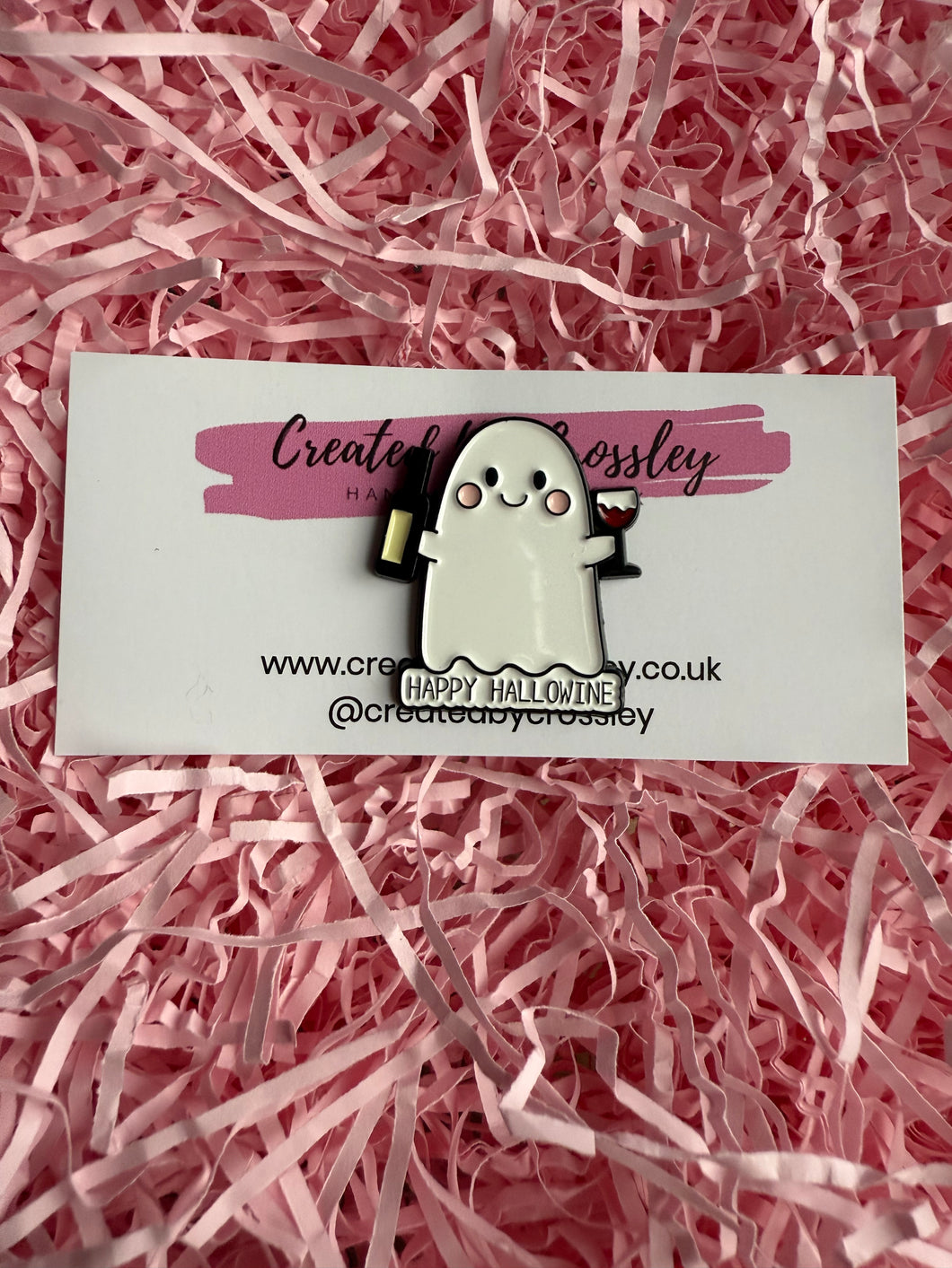“Happy Hallowine” Ghost Pin Badge
